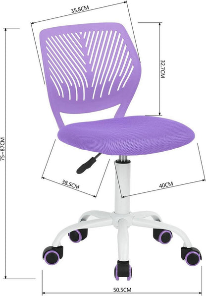 Homy Casa 2er Set Bürostuhl Verstellbar Stoffsitz Ergonomisch Lila Türkis