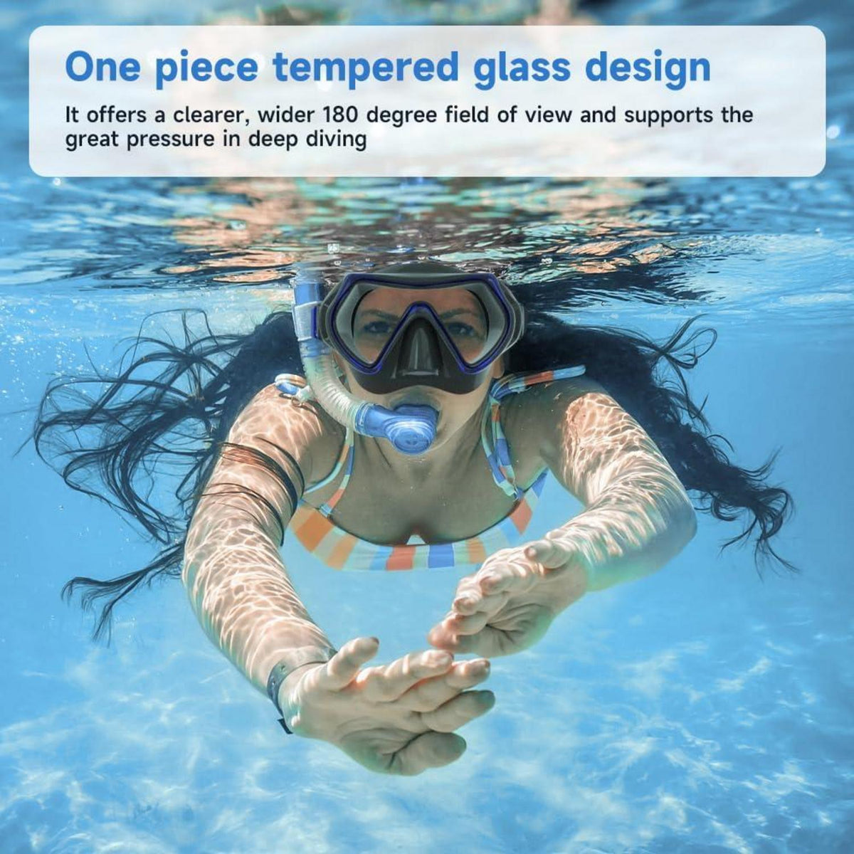 Taucherbrille Erwachsene mit HD-Glas und Silikonband, Anti-Leck Schnorchelmaske