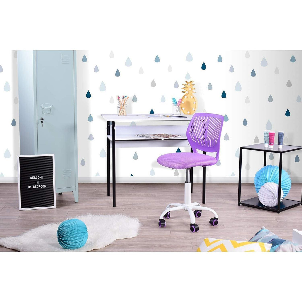 2er Set Lila Schreibtischstuhl Ergonomisch Verstellbar
