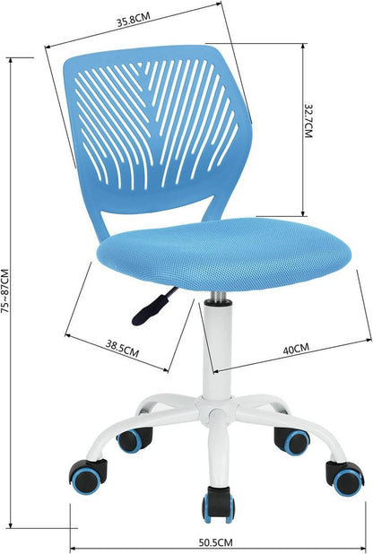 Ergonomischer Bürostuhl 2er Set Blaue Schreibtischstühle mit Stoffsitz