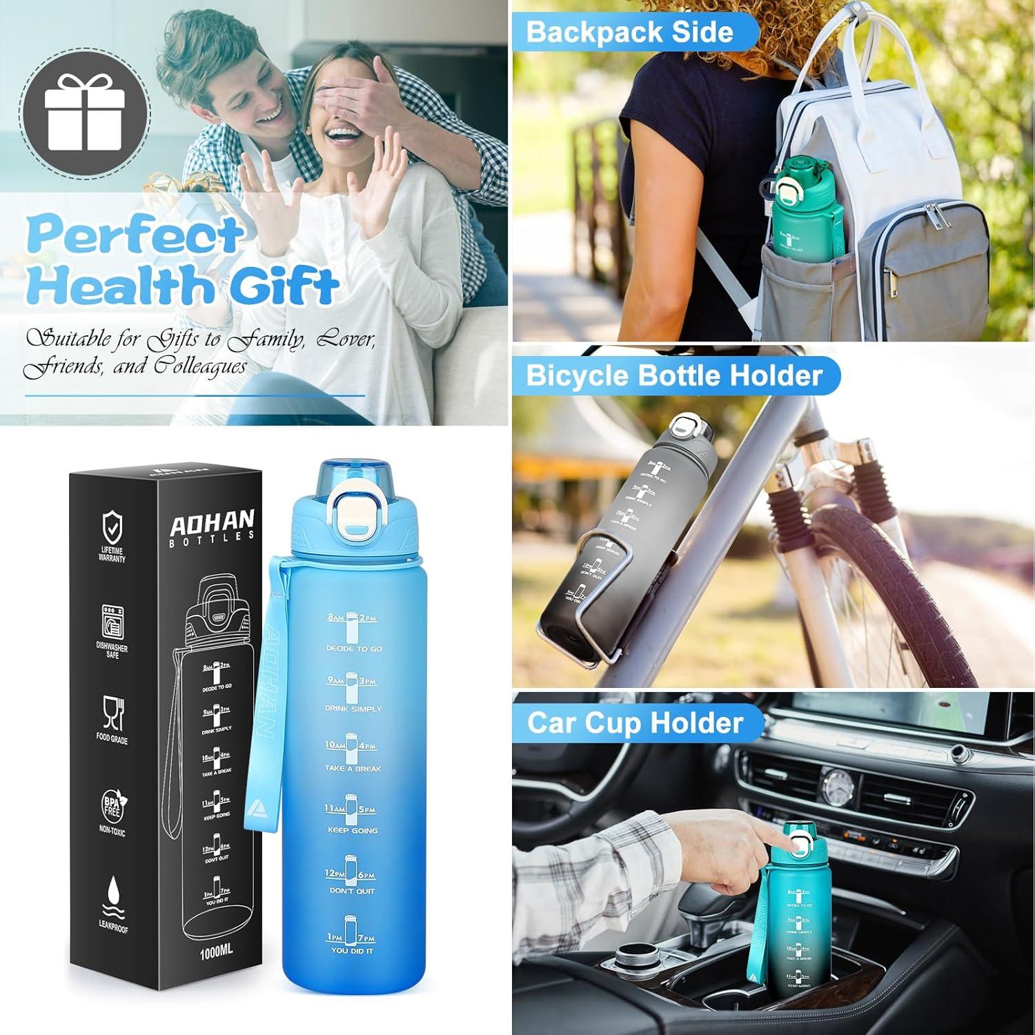 Trinkflasche Sport 1l Wasserflasche BPA-frei Tritan Auslaufsicher mit Strohhalm