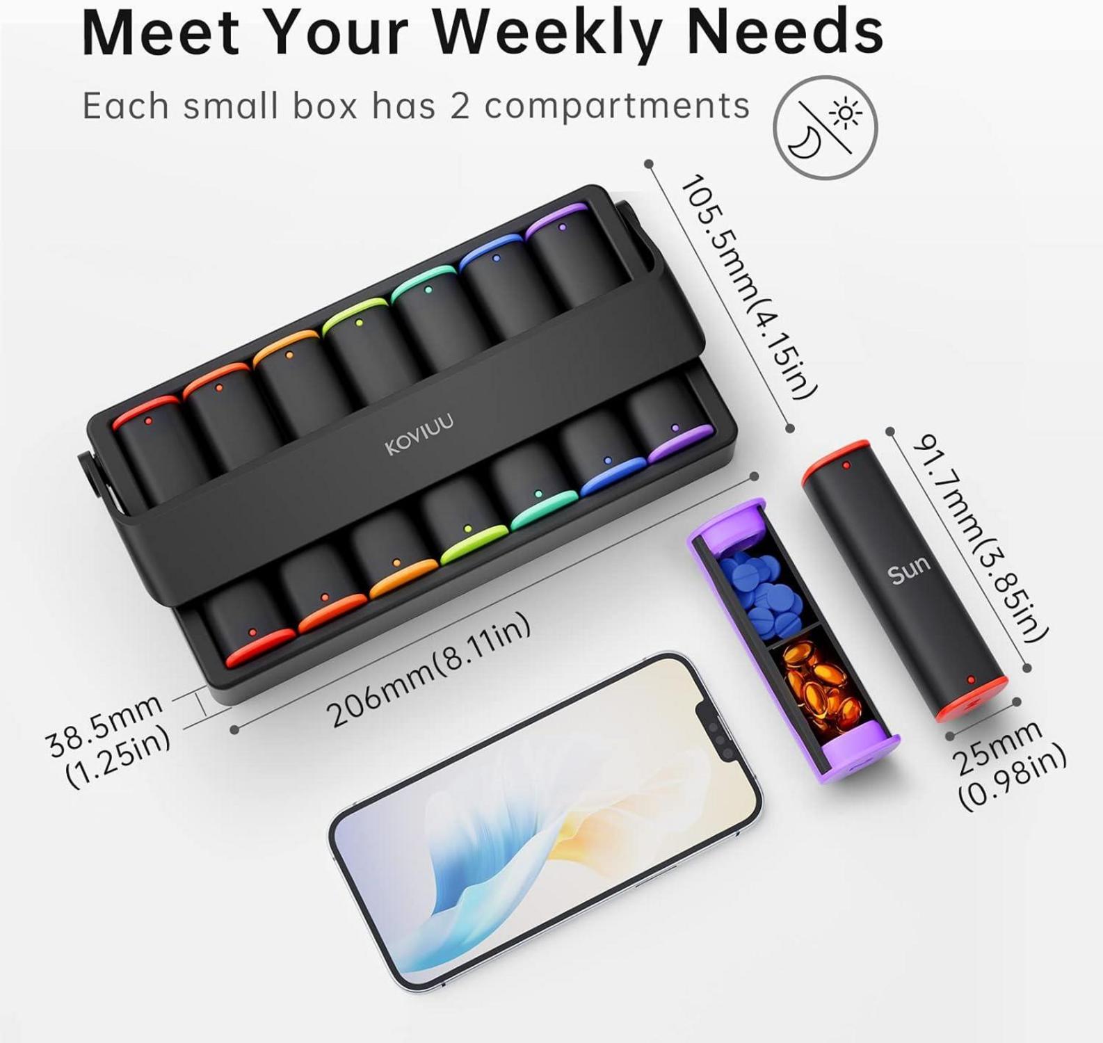 Tablettenbox 7 Tage Pillendose 2 Fächer Medikamentenbox