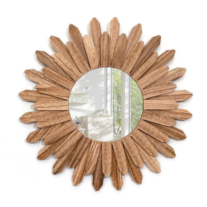 Rustikaler Wandspiegel Holz 53 cm – Boho Bauernhaus Spiegel