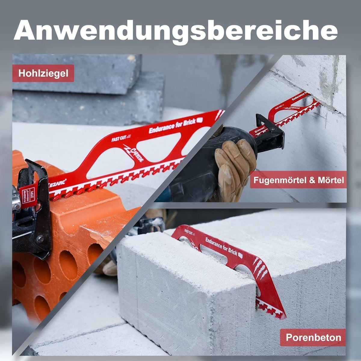Hartmetall Säbelsägeblätter für Stein, 2 Stück 300/450mm
