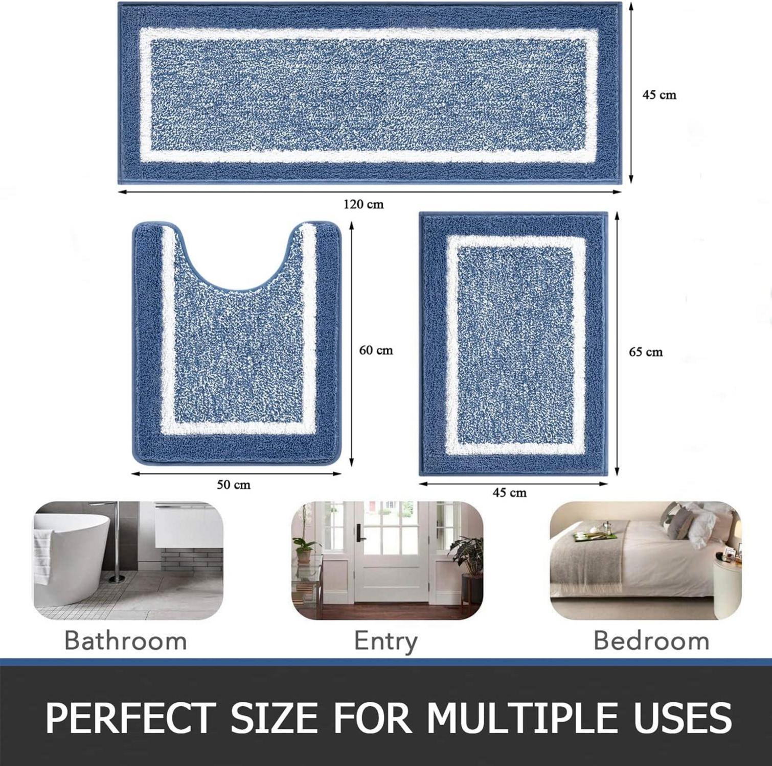 3-teiliges Badezimmerteppich Set Mikrofaser Absorbent