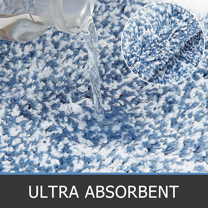 Weiche Badezimmerteppich Set 3 Teilig Blau Mikrofaser Absorbent rutschfest