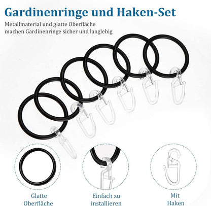 40 Stück Metall Vorhangringe und 40 Stück Kunststoff Gardinenhaken