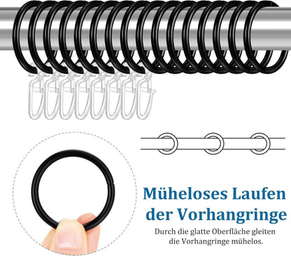 Heyu-Lotus Vorhangringe und Kunststoff Gardinenhaken Set, 32 mm Innendurchmesser
