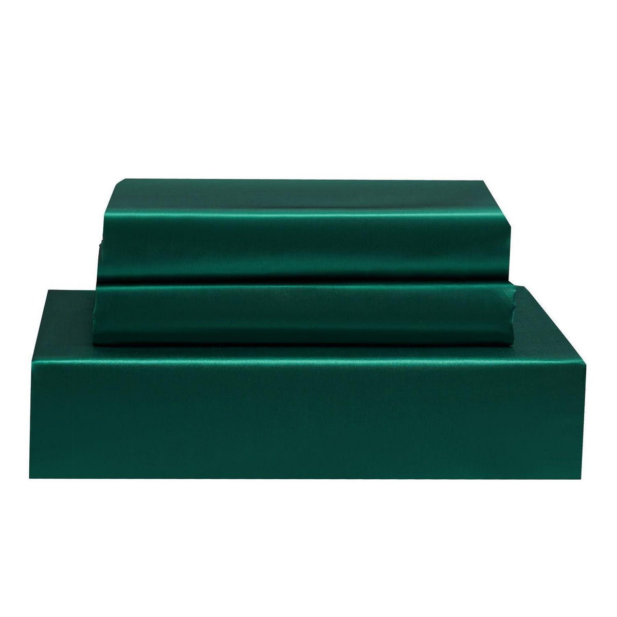Satin Bettwäsche Set 135x200 Grün Dunkelgrau 4-teilig
