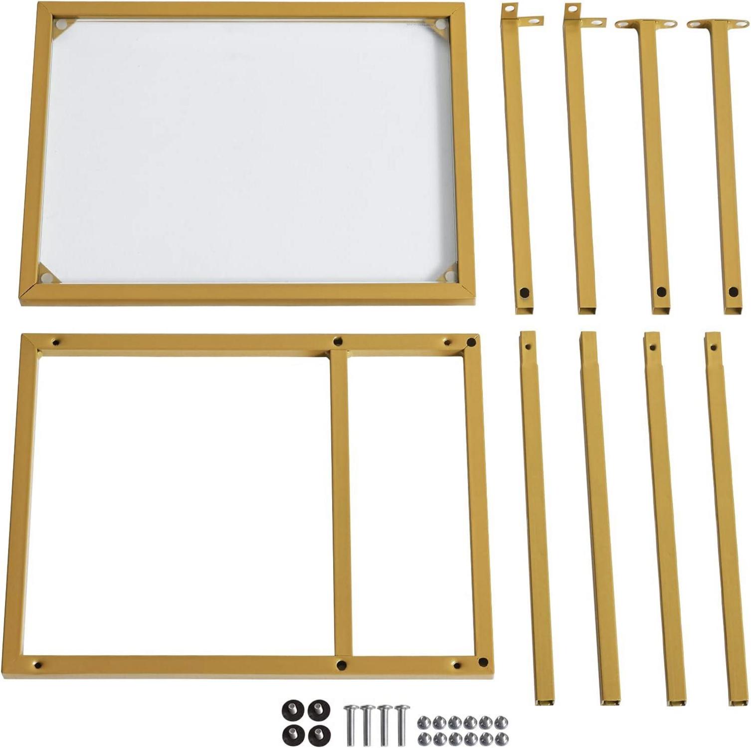 YMYNY Beistelltisch Glastisch Metallgestell - Goldfarben