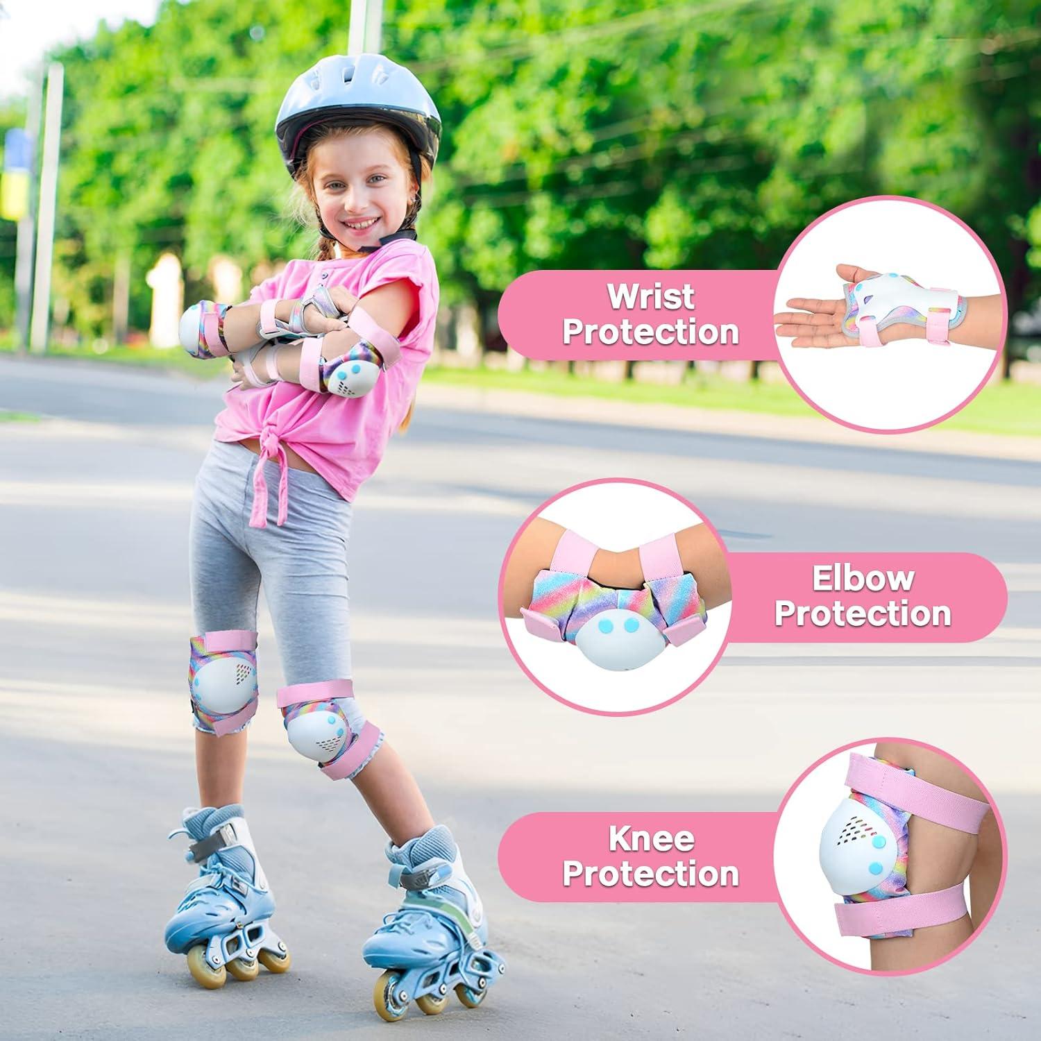 Knieschoner Kinder Set Skateboard BMX Schützer Rainbow M