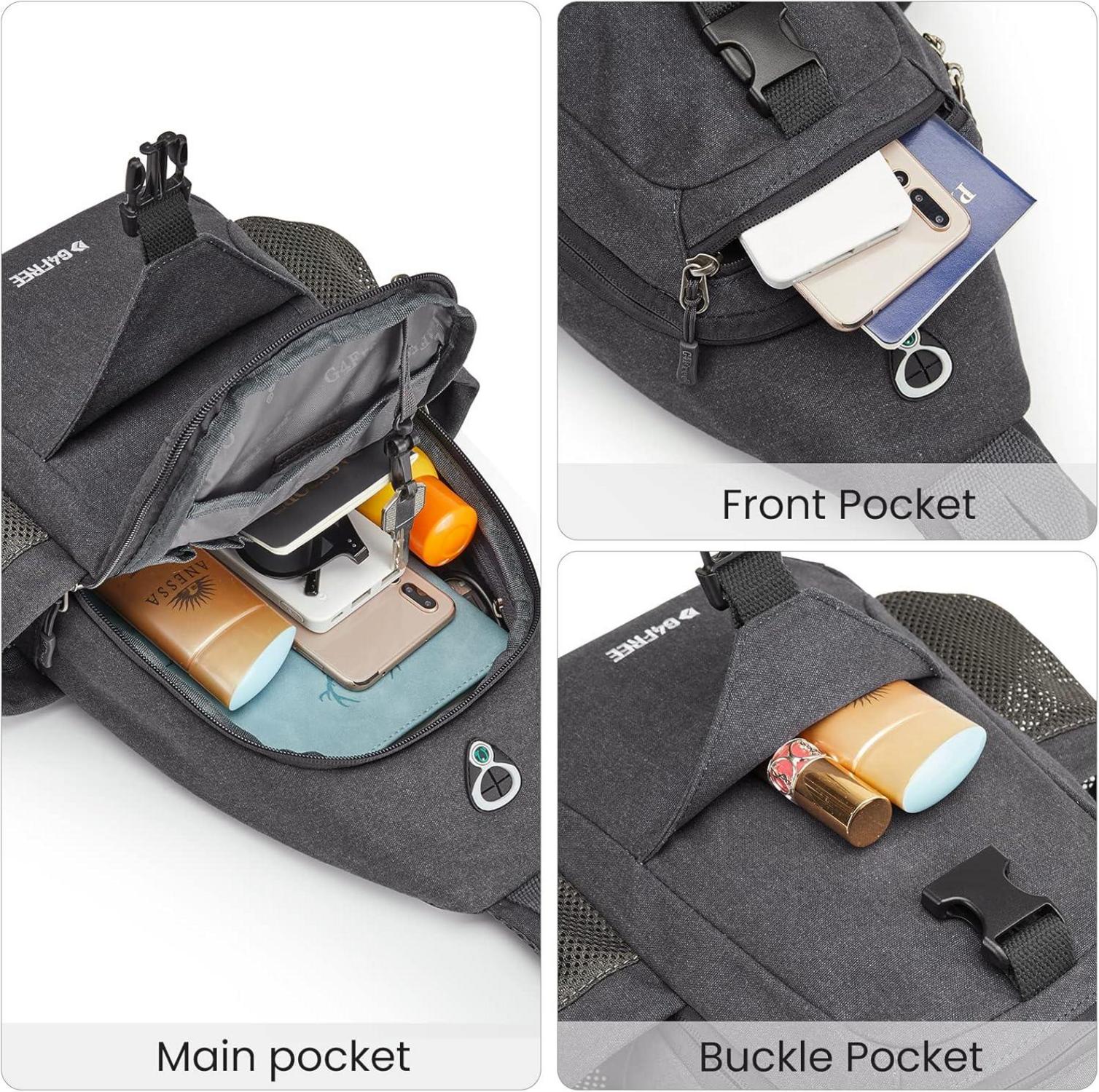 Canvas Brusttasche Sling Bag Herren Damen Reise Wandern Klettern