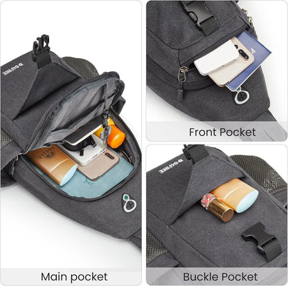 Canvas Brusttasche Sling Bag Herren Damen Reise Wandern Klettern