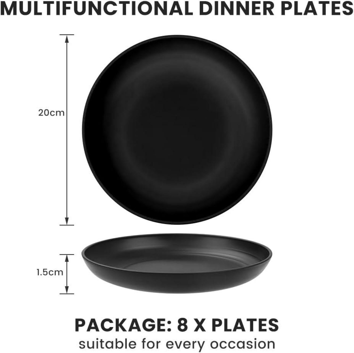 Bugucat Plastikteller Set 20CM für Camping, Mikrowelle und
