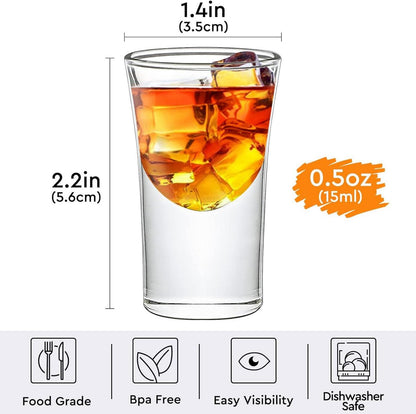 6er Set 15ml Schnapsgläser mit schwerem Boden - Glas für