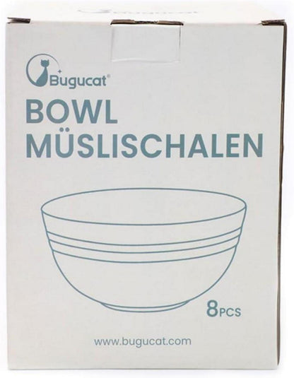 Bugucat Müslischalen 8er Set 760ML, Schüssel Bruchsicher, Salatschale Kunststoff für Grillpartys