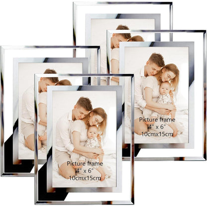 Giftgarden 4er Set Glas Bilderrahmen 20x25cm Silber für