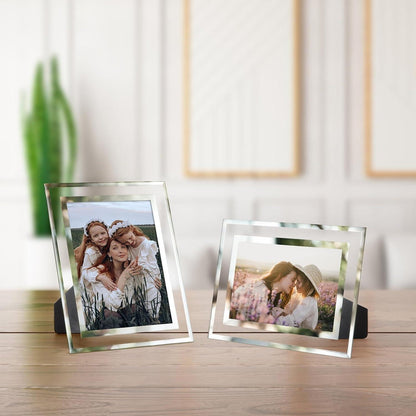 Giftgarden 4er Set Glas Bilderrahmen 20x25cm Silber für
