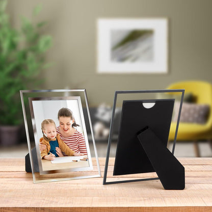 Giftgarden 4er Set Glas Bilderrahmen 20x25cm Silber für