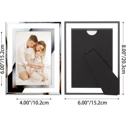 Bilderrahmen Set Glas Silber 10x15 cm für Fotos - Ideal für