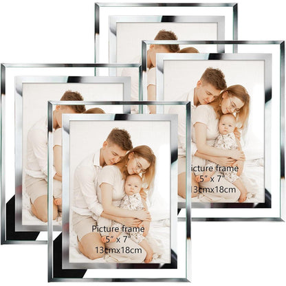 4er Set Glas Bilderrahmen 13x18 cm Silber für Tischaufstellung