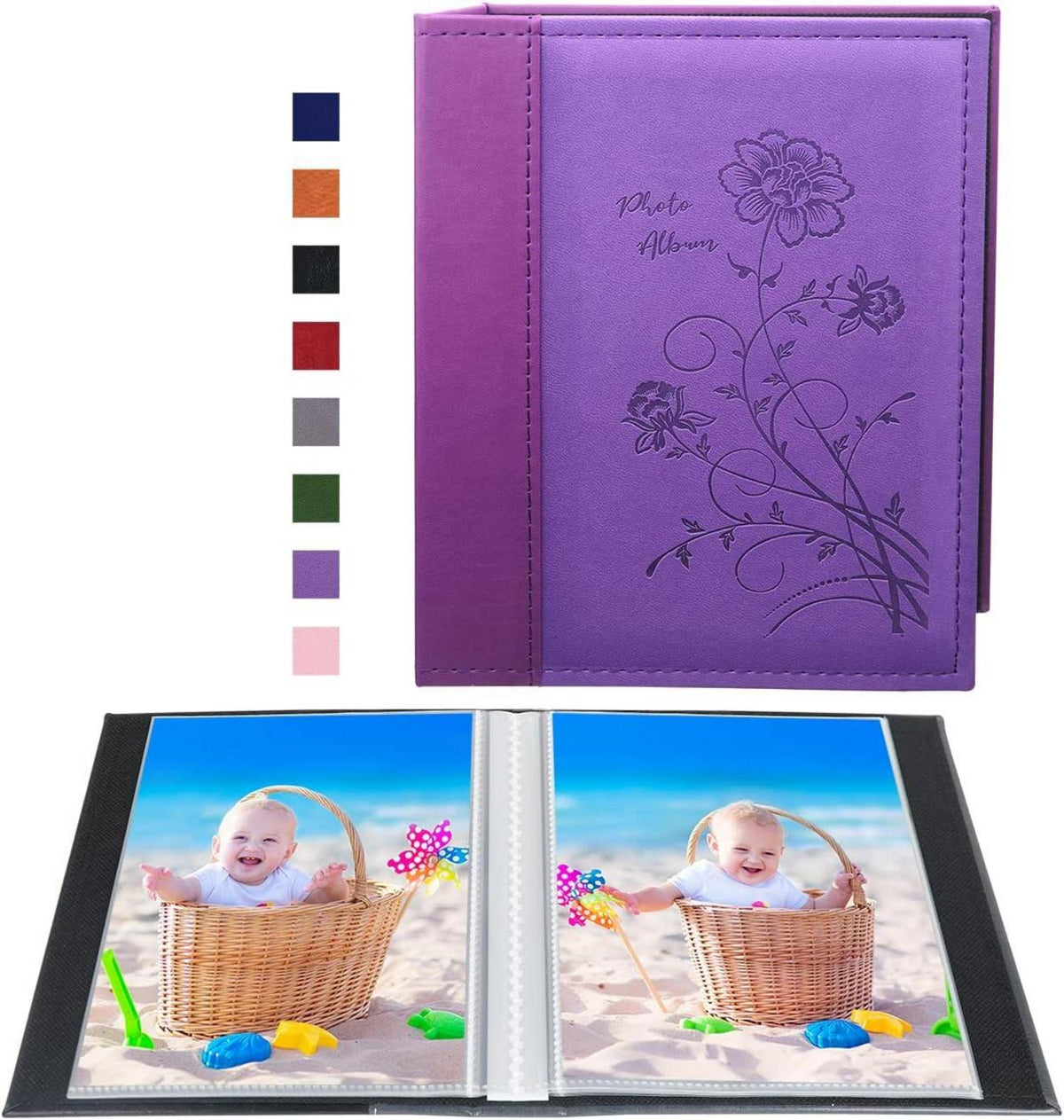 Kleines Fotoalbum 15x10cm 2er Pack für 50 vertikale Bilder lila