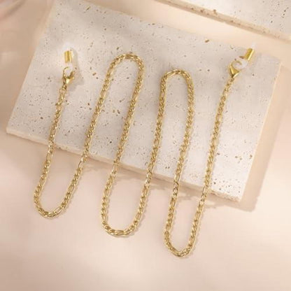 Figaro Brillenkette Edelstahl – Goldfarbene Perlenkette für Herren & Damen