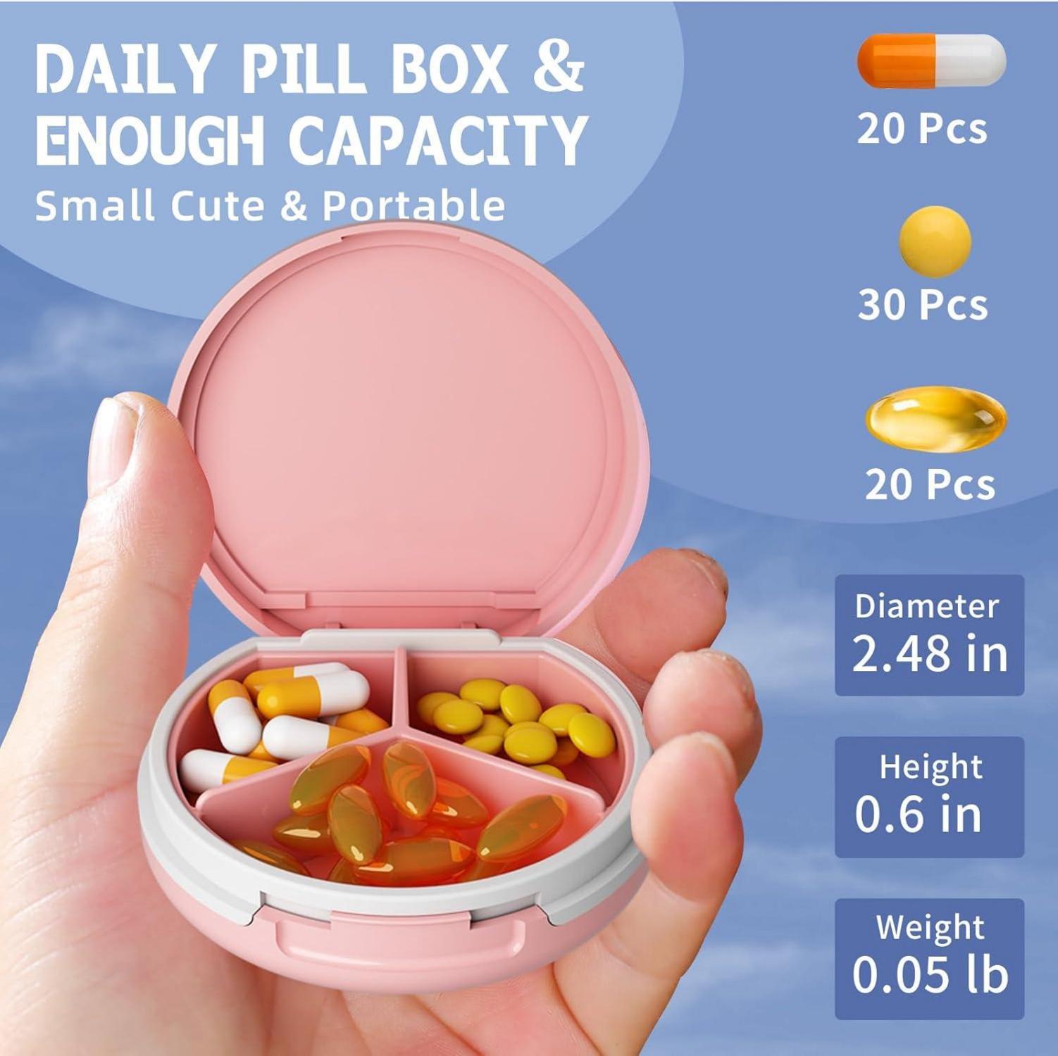 Tablettenbox mit 3 Fächern, wasserdicht, für Medikamente & Vitamine
