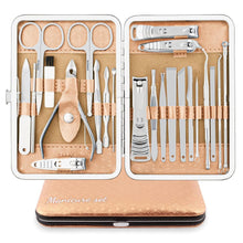 23-teiliges Maniküre & Pediküre Set Edelstahl mit Etui in Lederoptik