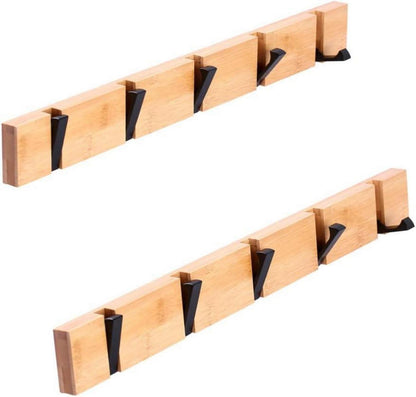 Klappbare Hakenleiste Holz Wand 5 Faltbare Haken Natur