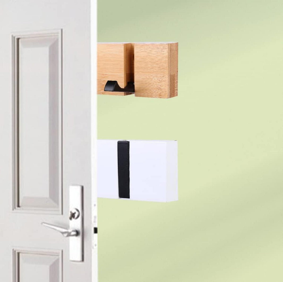 YunNasi Holz Hakenleiste Klappbar Wandgarderobe 5 Haken Weiß 2er Set