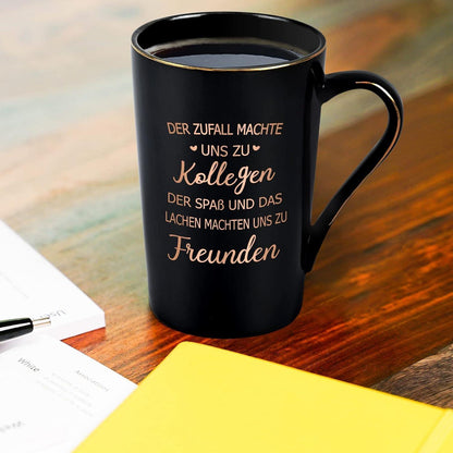 Kaffeetasse Abschiedsgeschenk Kollegin mit Spruch, Marmor-Optik, 400ml
