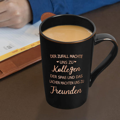 Kaffeetasse Abschiedsgeschenk Kollegin mit Spruch, Marmor-Optik, 400ml