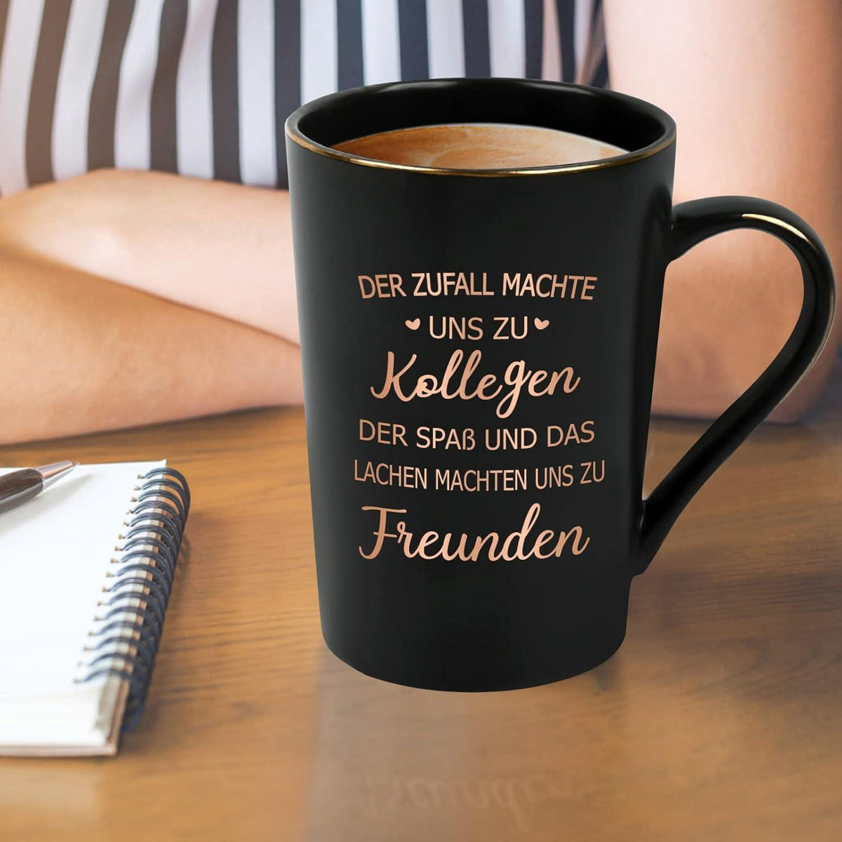 Kaffeetasse Abschiedsgeschenk Kollegin mit Spruch, Marmor-Optik, 400ml
