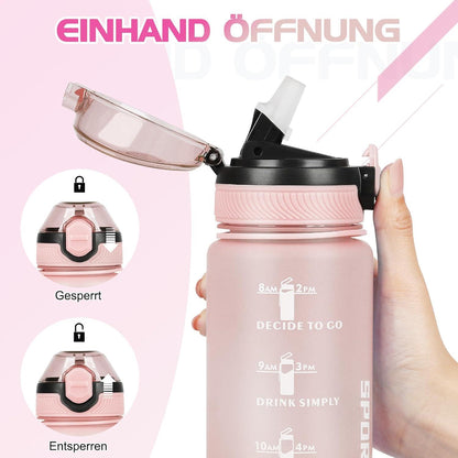 AOHAN Trinkflasche 1L BPA-frei Sport Wasserflasche mit Stroh