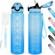 Sport-Trinkflasche 1L BPA-frei mit Strohhalm & Zeitmarkierungen