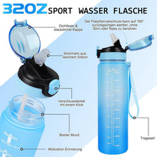 Sport Trinkflasche 1L BPA-frei mit Strohhalm