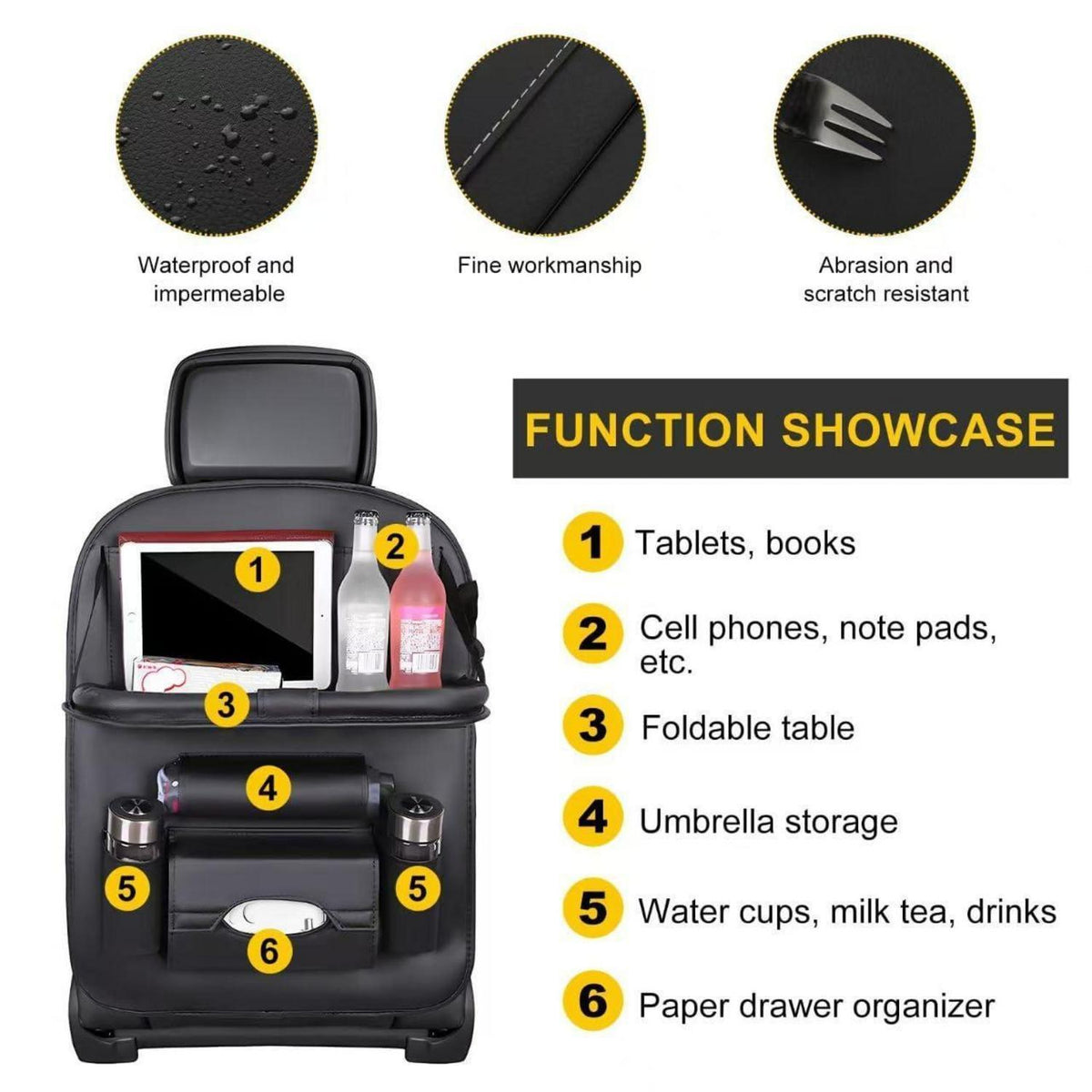 Auto Rücksitz Organizer mit Tisch & Tablet Halterung