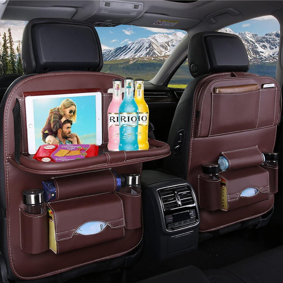 2x Auto Rücksitz Organizer mit Tablet Halterung & Stauraum