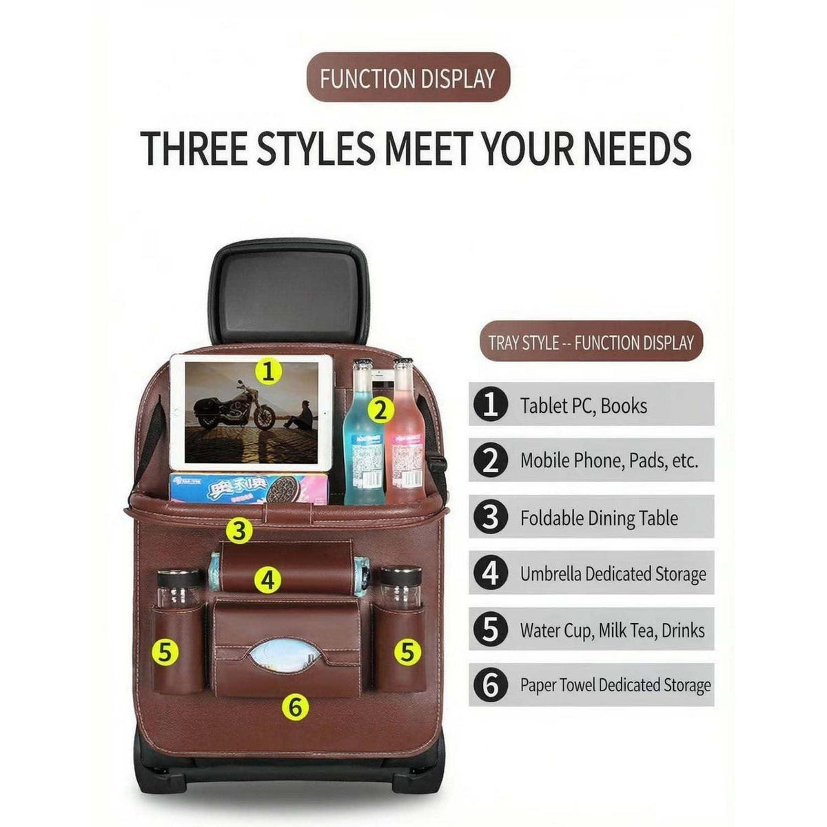 2x Auto Rücksitz Organizer mit Tablet Halterung & Stauraum