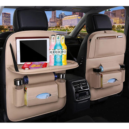 Auto Rücksitz Organizer mit Tisch & Tablet Halterung Beige