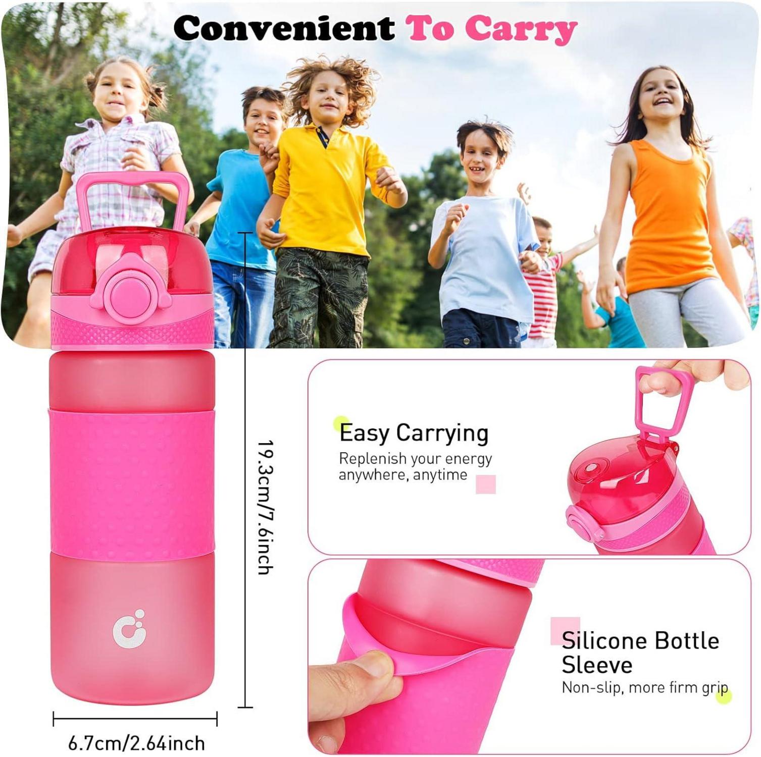 Kinder Trinkflasche 500ml BPA-frei Auslaufsicher Griff Fruchteinsatz