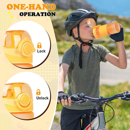 Trinkflasche Kinder 500ml BPA frei Auslaufsicher mit Griff Gelb