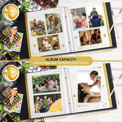 Selbstklebendes Fotoalbum Leinen Scrapbook Groß Weiß 20 Blatt 40