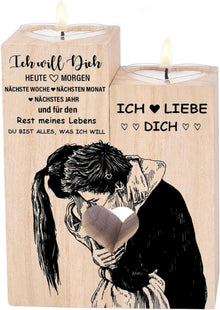 Kerzenständer Ich Liebe Dich Teelichthalter Holz Geschenk Paare