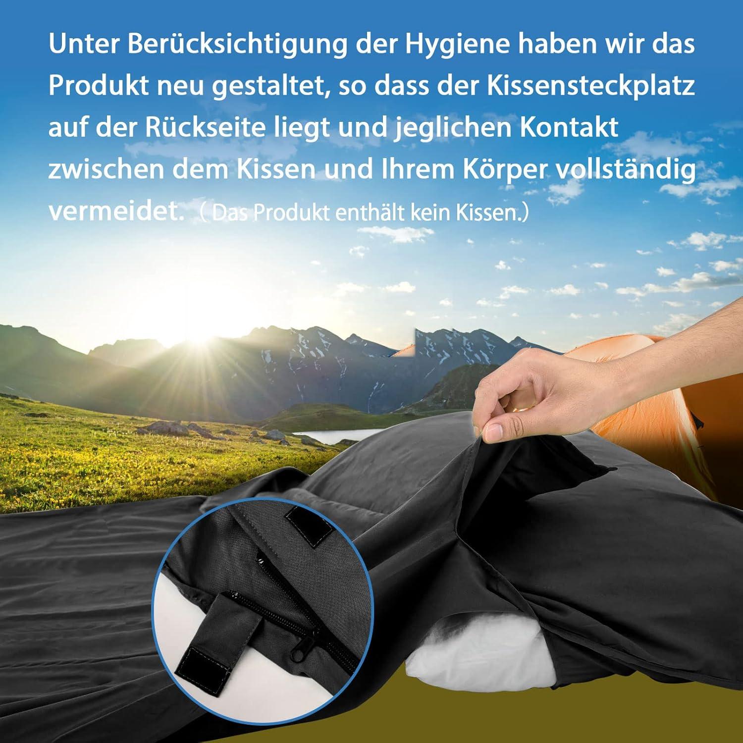JAICOM Hüttenschlafsack Seide Ultraleicht Packmaß Mikrofaser Schwarz