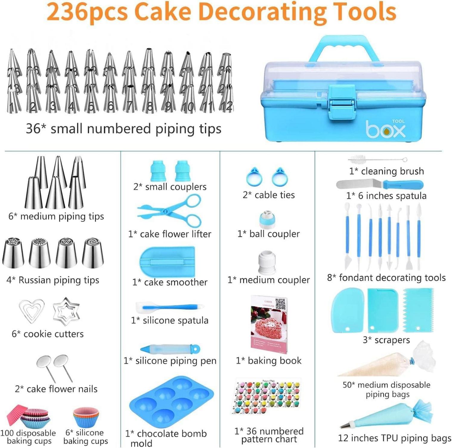 236-teiliges Kuchendekorations-Werkzeug-Set mit