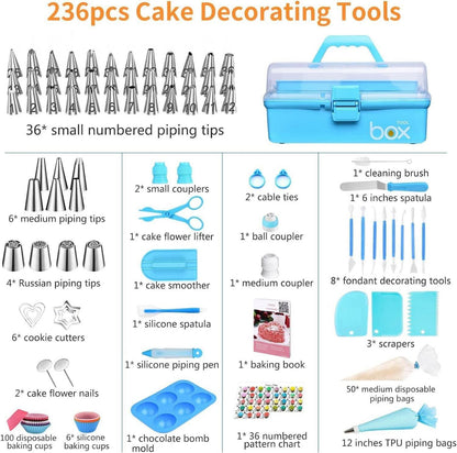 236-teiliges Kuchendekorations-Werkzeug-Set mit