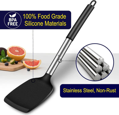 Silikon Pfannenwender Set Schwarz 35cm 2-teilig