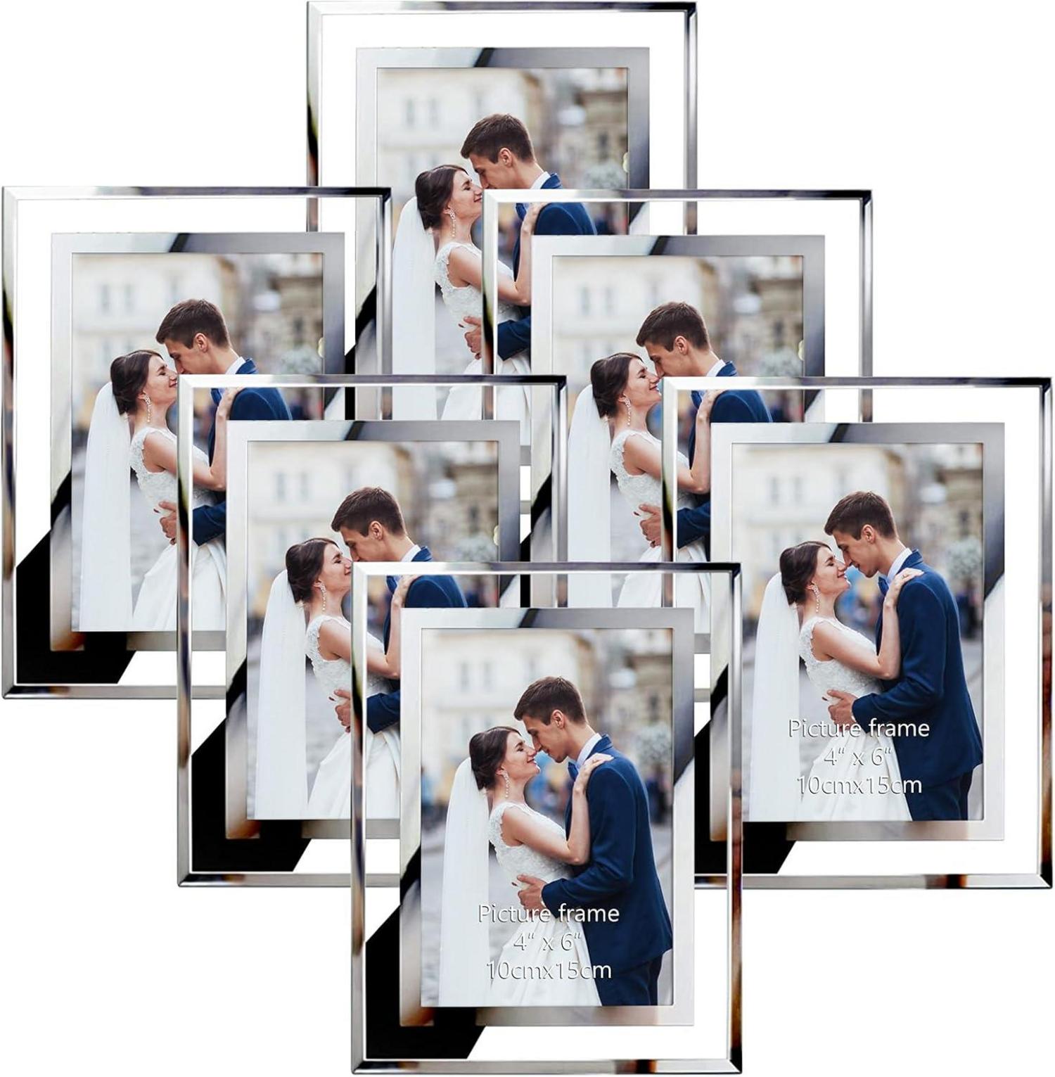 Bilderrahmen 10x15cm Glasfotorahmen Silber 6er-Set